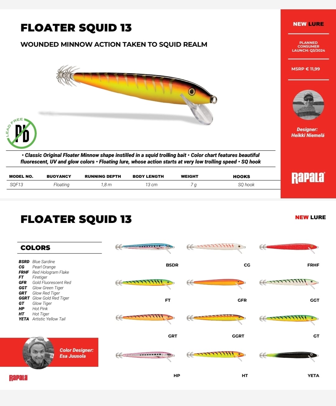 Rapala Floater Squid 13 - NOVITA' 2024 !