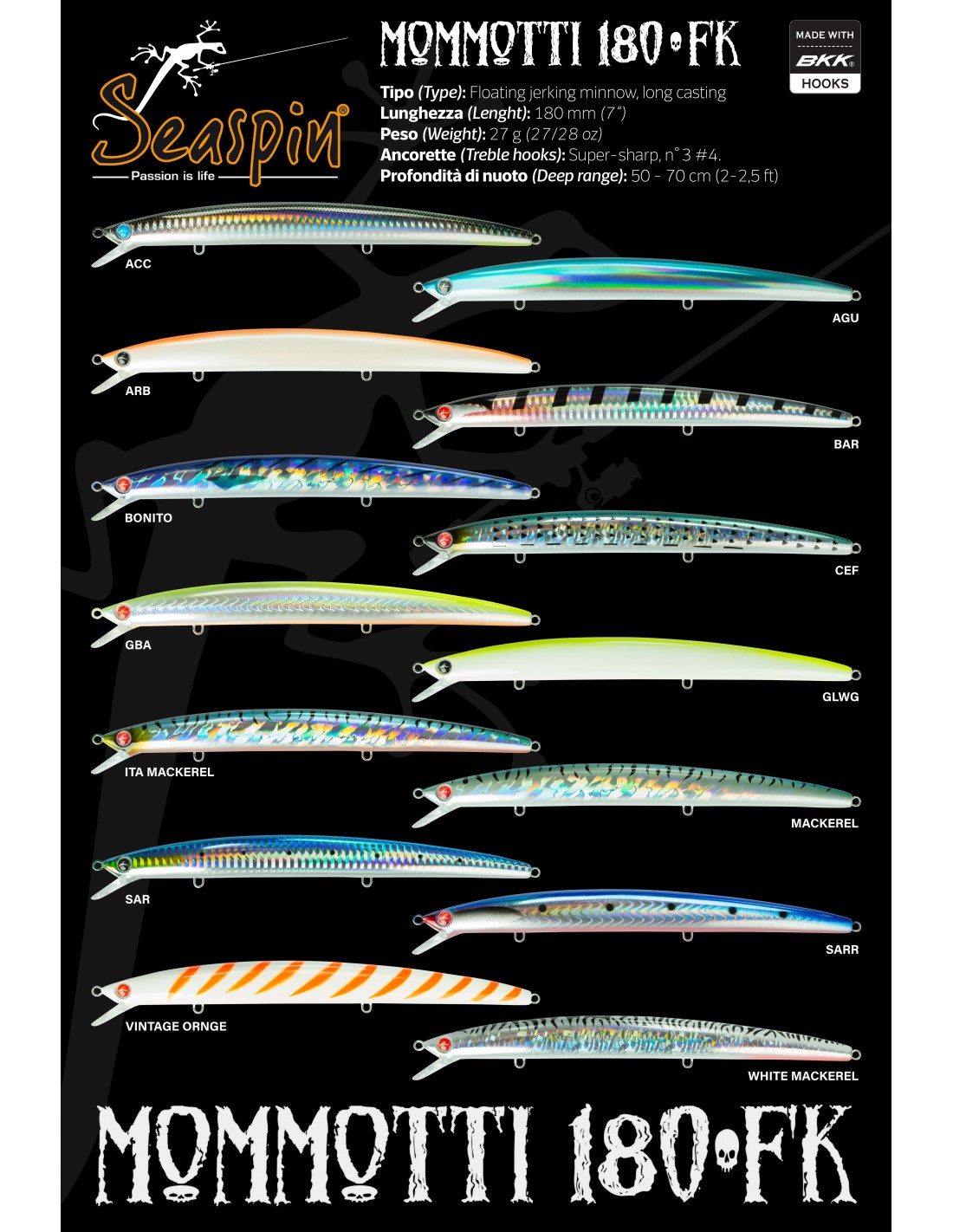 Seaspin Mommotti 180 FK - 18cm - 27g - Slow Floating
