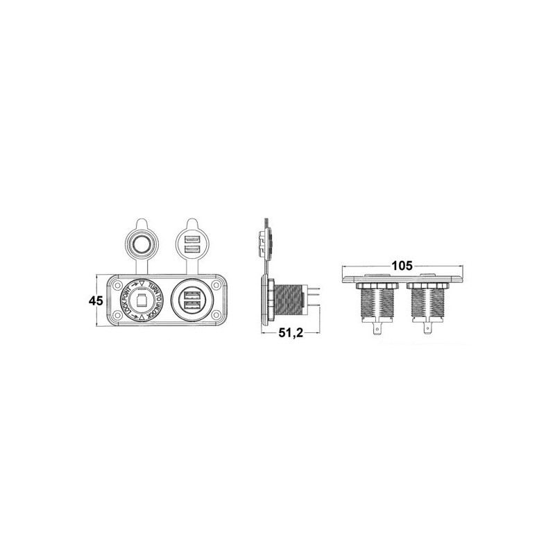 Pannello Presa doppia USB 12-24v
