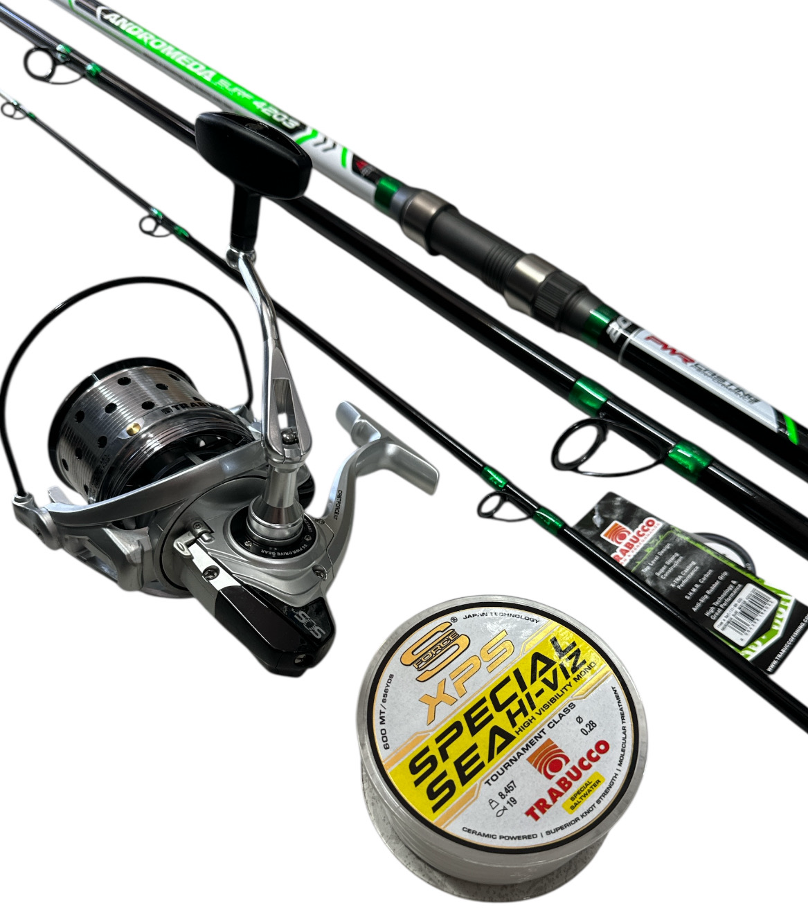 Combo Surfcasting 6: Andromeda Surf 4.20mt - 200gr + Castforce 8000 + XPS Special Sea Hi-Viz 0.28mm 600mt