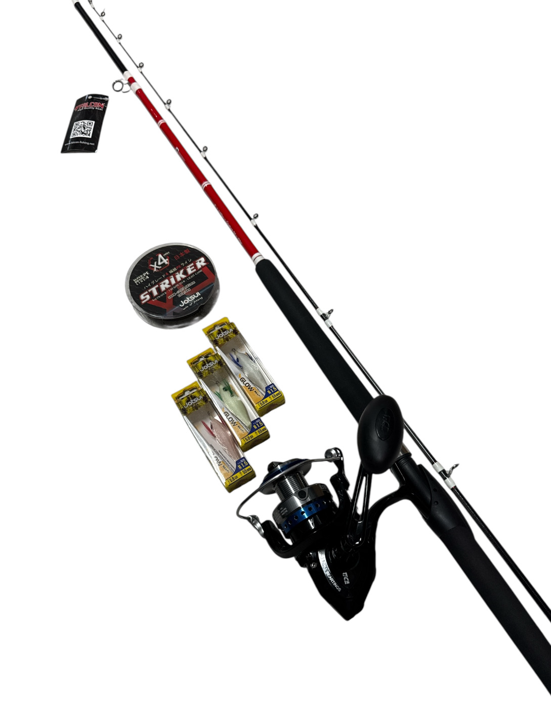 Combo Tataki 2: Falcon Peppers tataki 2.40mt + Tica Urus 5000 + Jatsui Striker X4 300mt 0.18mm + 3 Tataki Jatsui