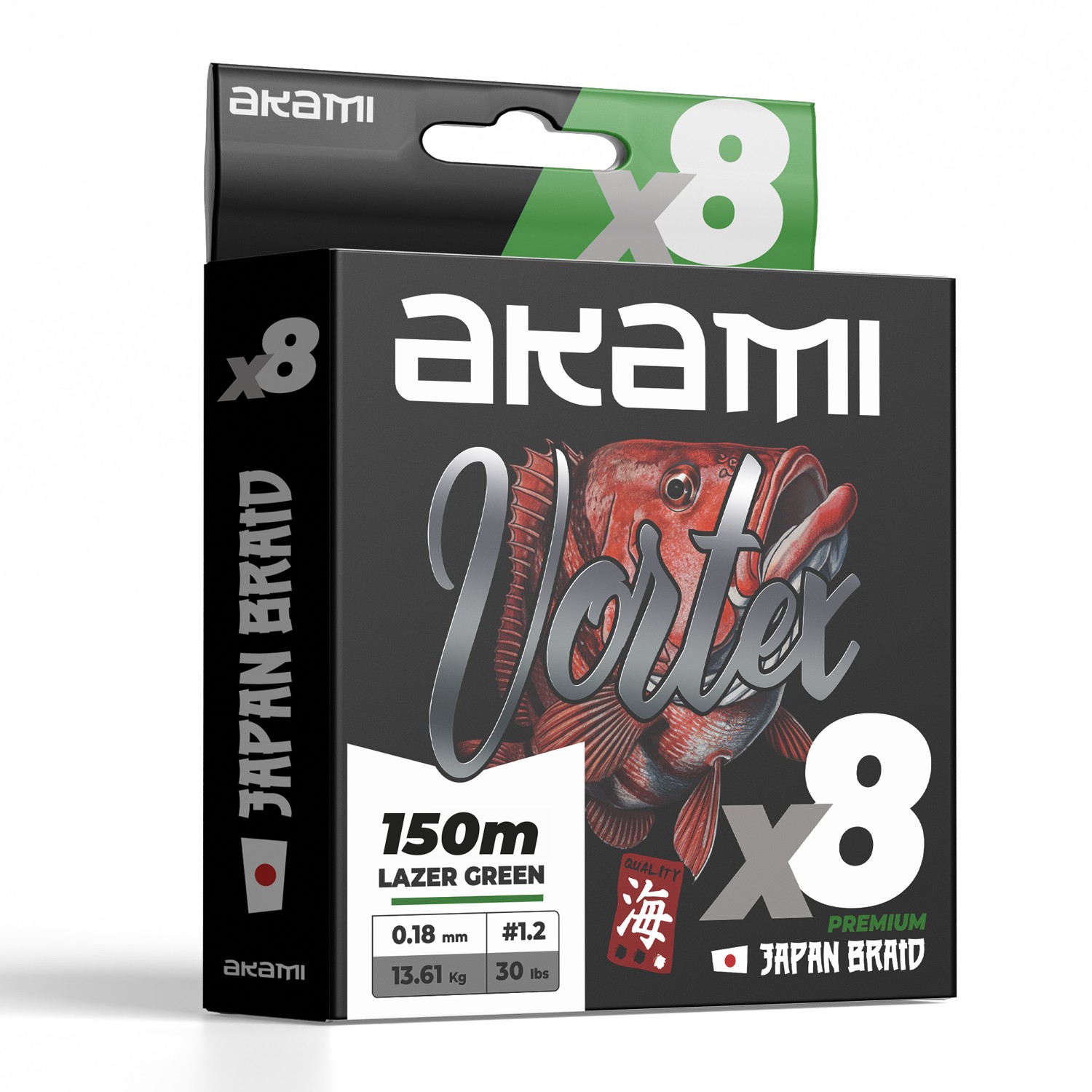 Akami VORTEX X8 Trecciato 8 Capi Alta Resistenza - Pesca a Spinning, Shore Jigging, Light Jigging, Eging, Pesca a fondo.
